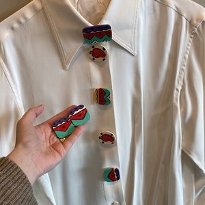 Fiesta Wooden Button Covers (5pcs) with Matching Earrings